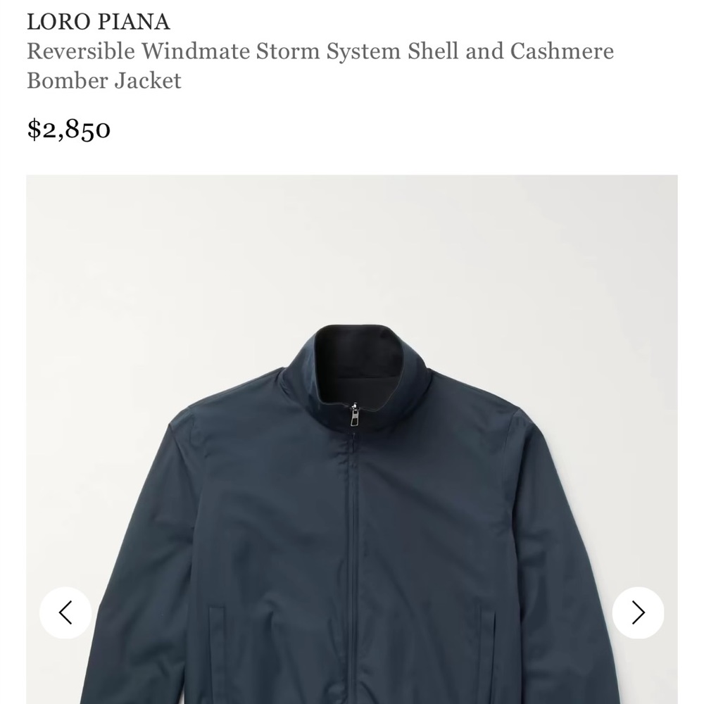 Lori Piana NWT Reversible Windmate Storm System Shell and Cashmere Bomber Jacket